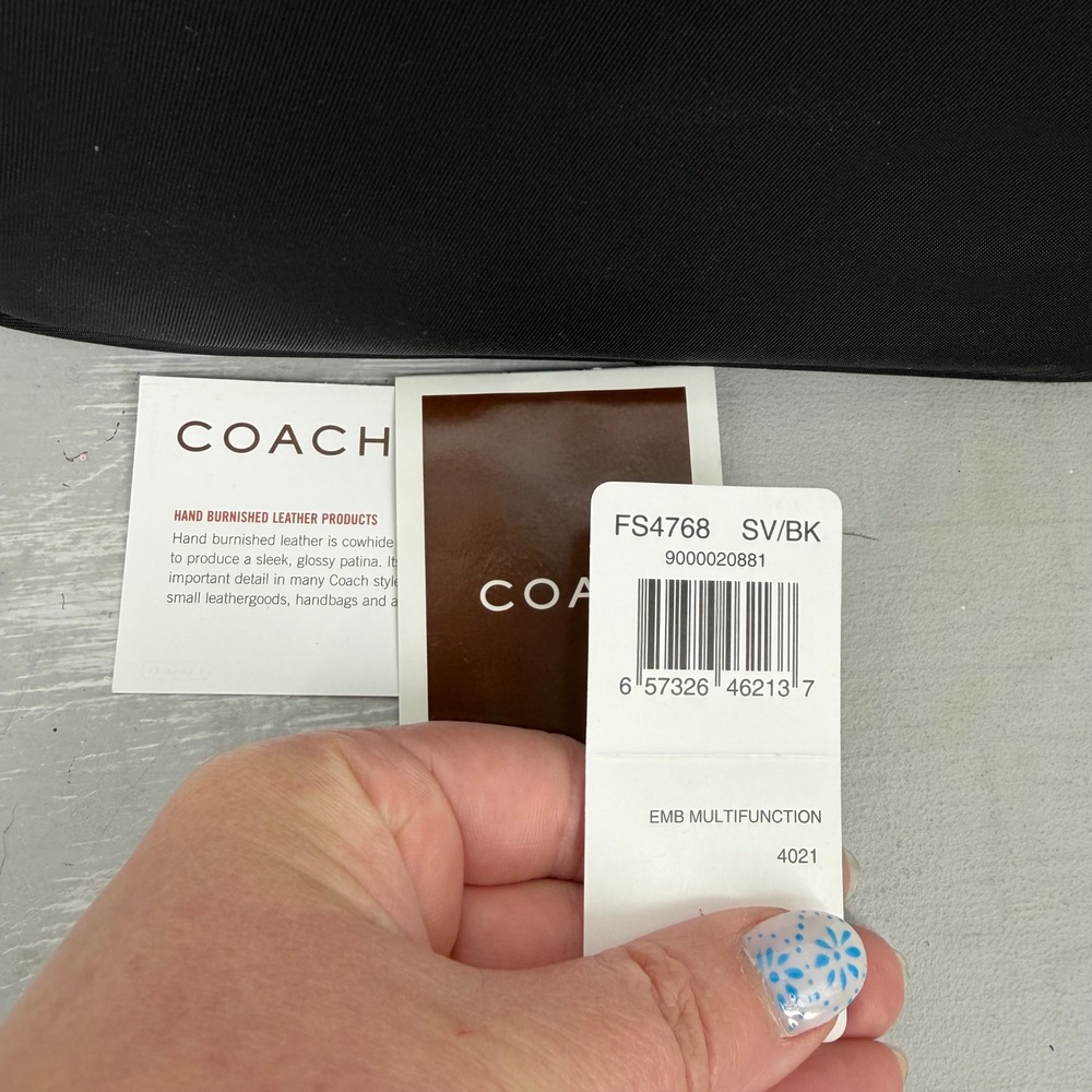 Coach Hamptons Weekend Nylon Canvas Mini Tote Bag Women Small Black Blue 6260 - Picture 7 of 7